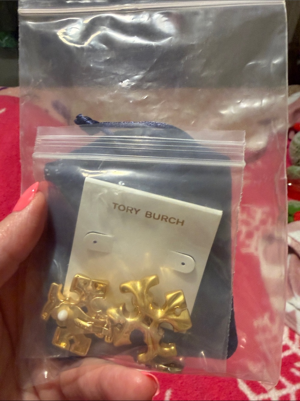 Tory Burch Gold Flower Logo Stud Earrings